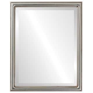 Saratoga Framed Rectangle Mirror in Silver Leaf with Brown Antique - Silver/Brown