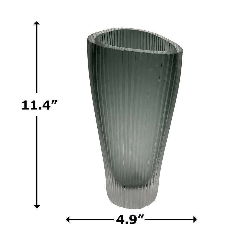 11" High Premium Contemporary Glass Vase in Grayish Blue