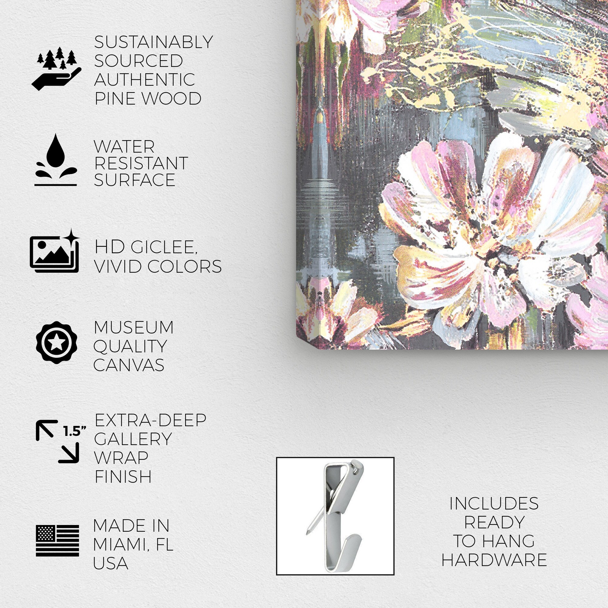 Oliver Gal 'Flowers Pastel Abstract' Floral Pink Wall Art Canvas