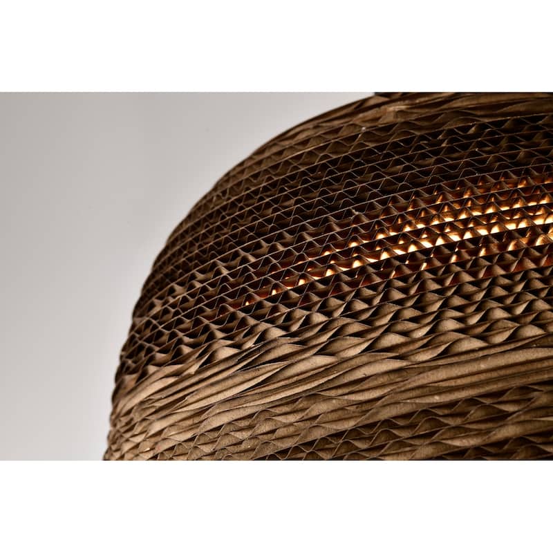 Matte Black Modern Nordic Style 1-Light Pendant Light with Natural Brown Origami Paper Shade
