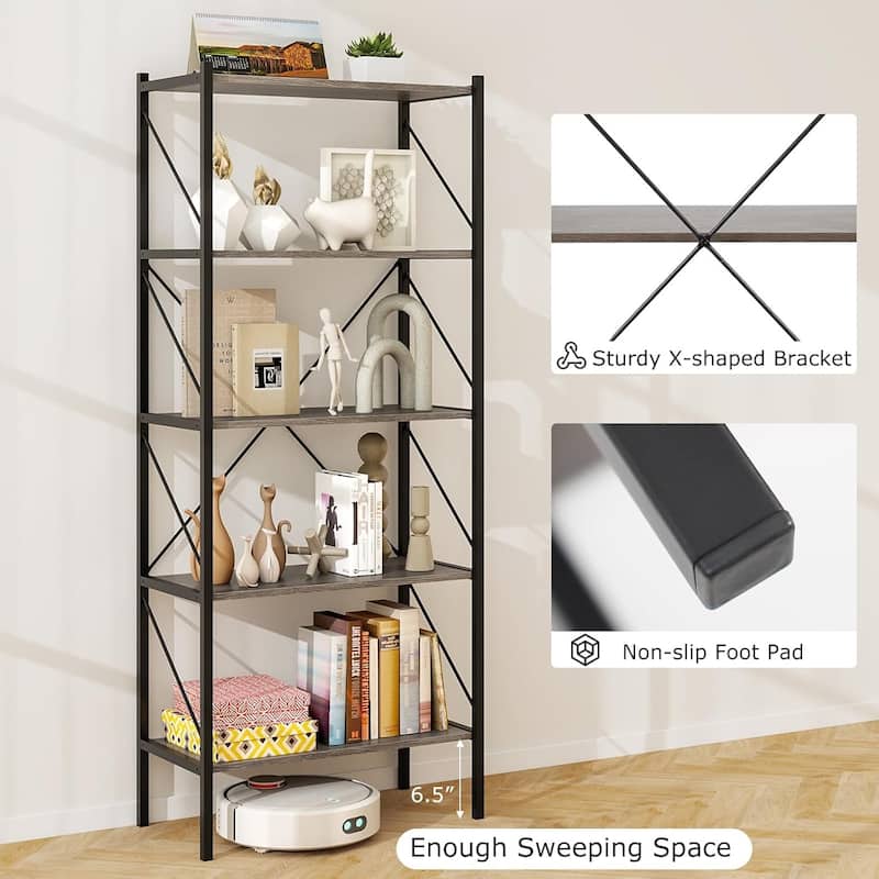 1/2 PCS 5-Tier Bookshelf 63" Tall Bookcase with Open Shelves