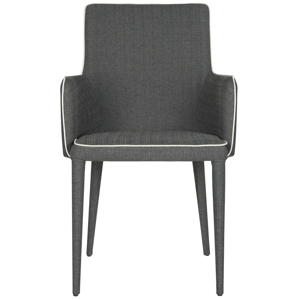 SAFAVIEH Elois Mid-Century Dining Modern White Arm Chair - 23.6" W x 21.6" L x 35.5" H - 24"Wx22"Dx36"H