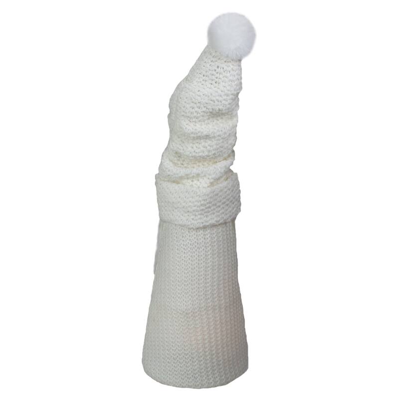 20" LED Lighted White Knit Gnome Christmas Figure
