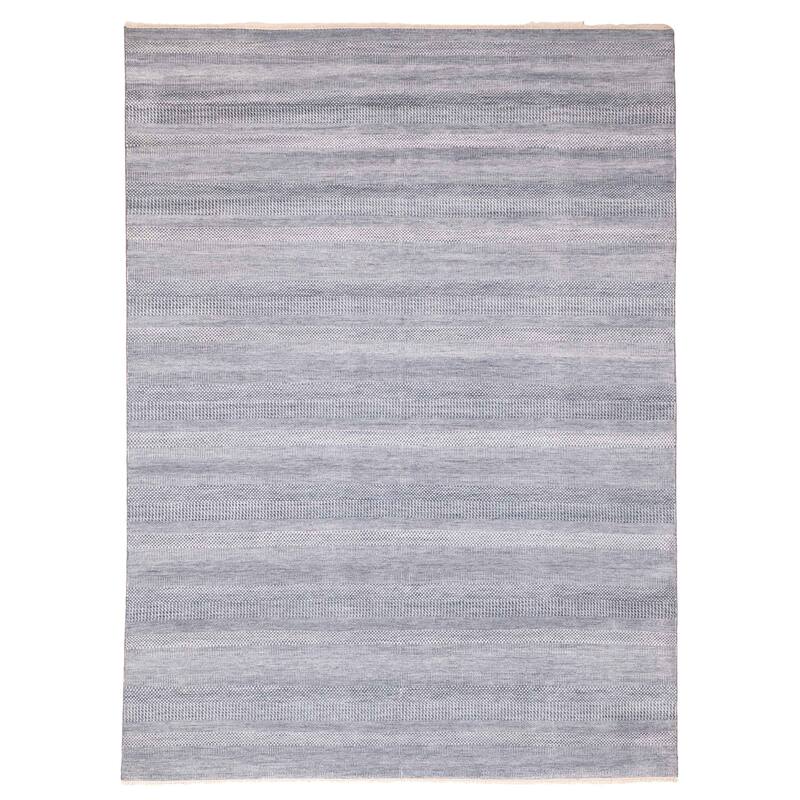 ECARPETGALLERY Hand-knotted Finest Silk Shadow Navy Silk, Wool Rug - 9'1 x 12'3