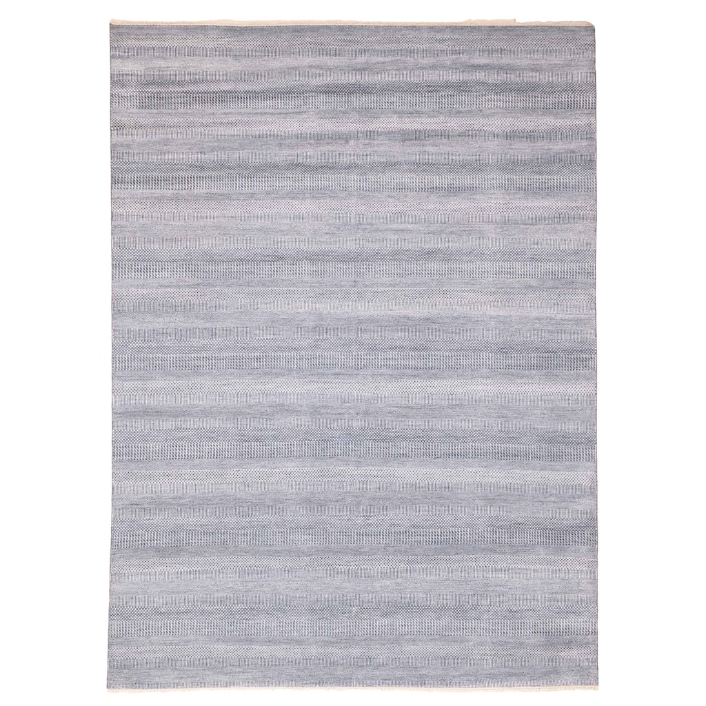 ECARPETGALLERY Hand-knotted Finest Silk Shadow Navy Silk, Wool Rug - 9'1 x 12'3