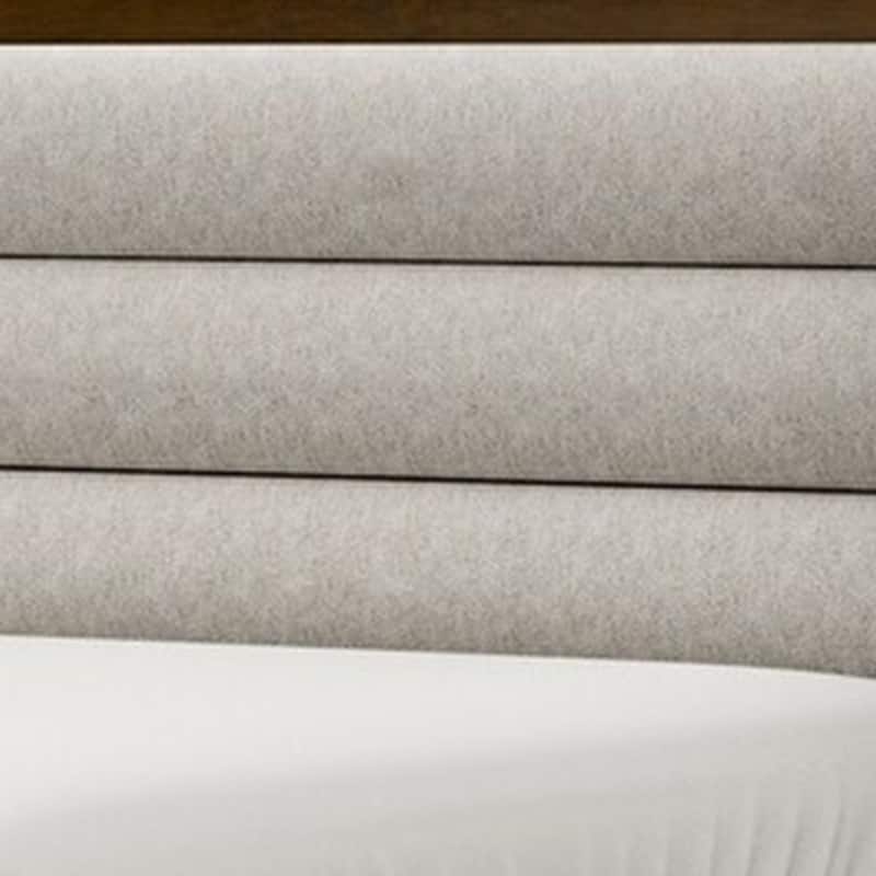 Cair Queen Bed, Channel Tufted Light Gray Fabric Upholstered, Brown