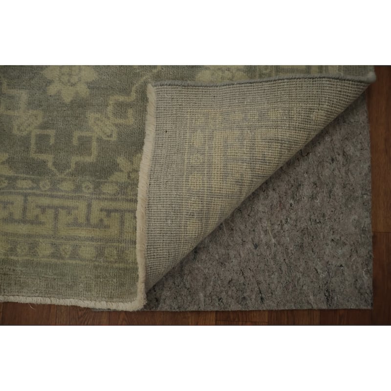 Hand Knotted Oriental 100% Wool Carpet Transitional All-Over Greys & Charcoal Khotan Area Rug - 9' 11'' X 8' 4''