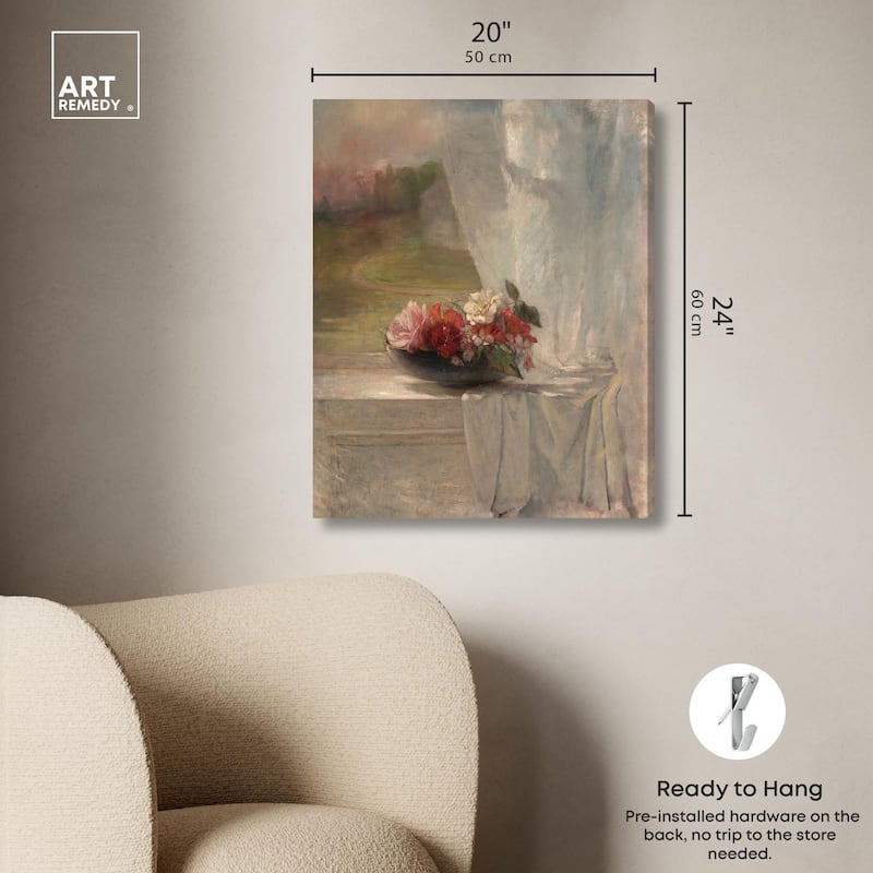 Flowers on a Window Ledge 1861 Canvas by Art Remedy, Gallery Wrapped
