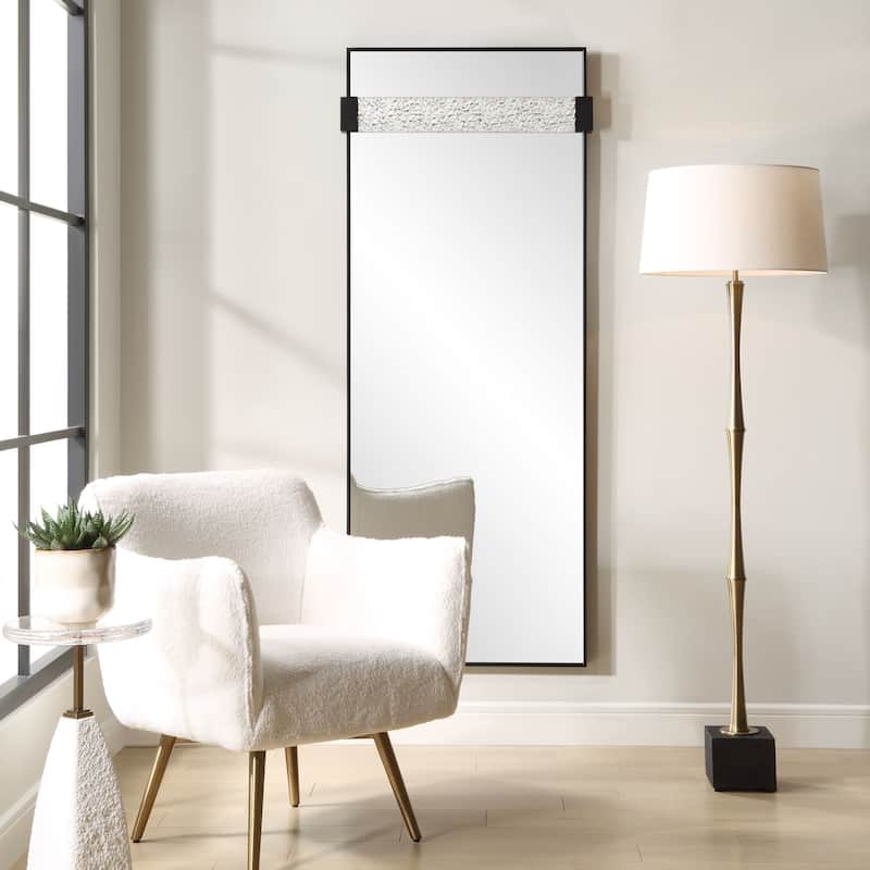 Rectangular Framed Dressing Wall Mirror - 72" - Satin Black Finish