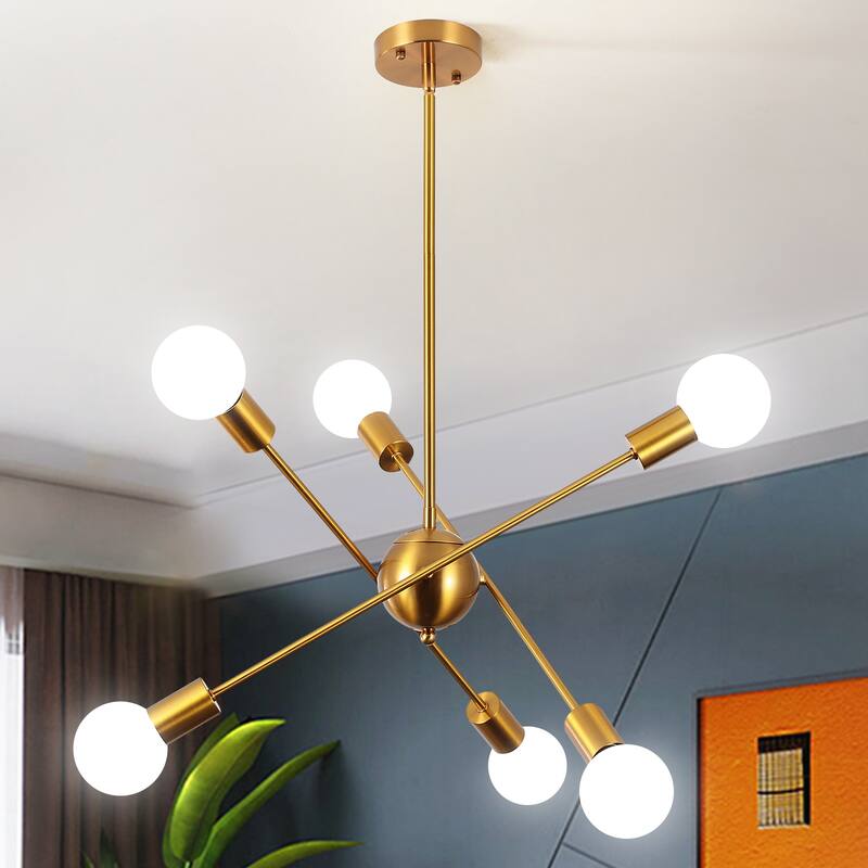 6-Light Sputnik Chandelier for Living Room Bedroom