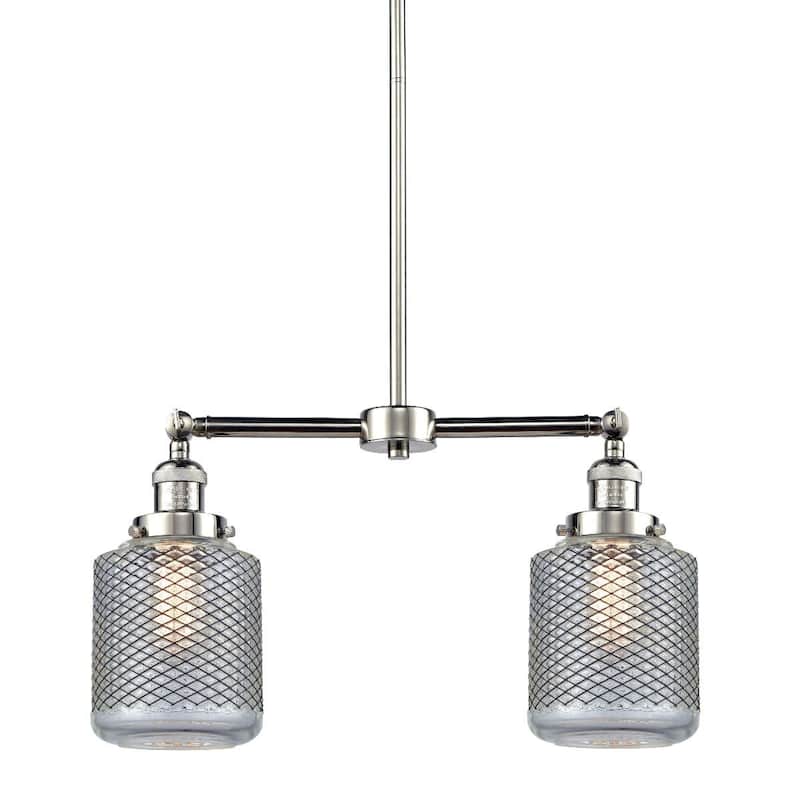 Innovations Lighting Stanton 2 Light 23" Wide Linear Chandelier - Polished Nickel / Vintage Wire Mesh