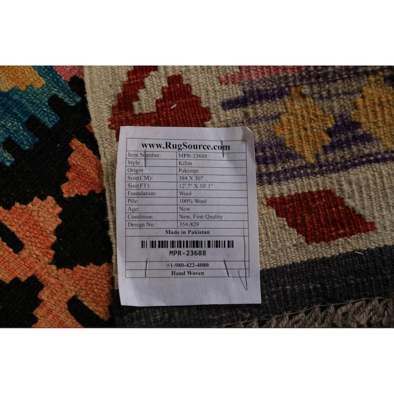 Kilim Oriental Area Rug Hand-Woven Reversible Wool Carpet - 10'1"x 12'7"