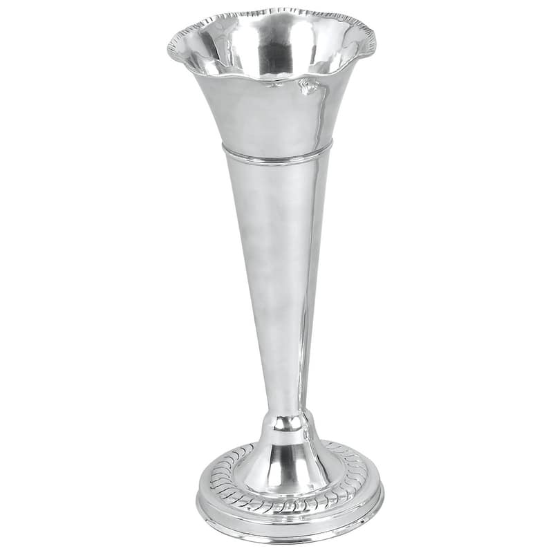 Silver Aluminum Metal Flute Shaped Decorative Vase