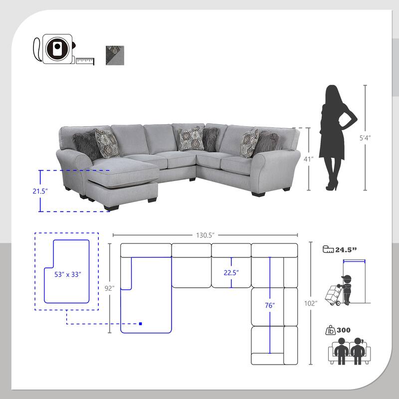 Tetbury Chenille 2-Piece Sectional with Reversible Chaise