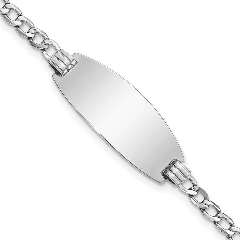 Curata 11.5mm 14k WhiteEngravable Oval ID Semi solid Curb Bracelet