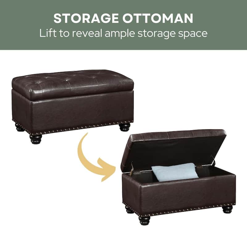 Storage Ottoman - Upholstered Accent Bench with Lift-Top Storage, Comfortable Seating, and Versatile Modern Design