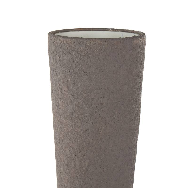Dark Gray Metal Art Deco Fluted Decorative Vase