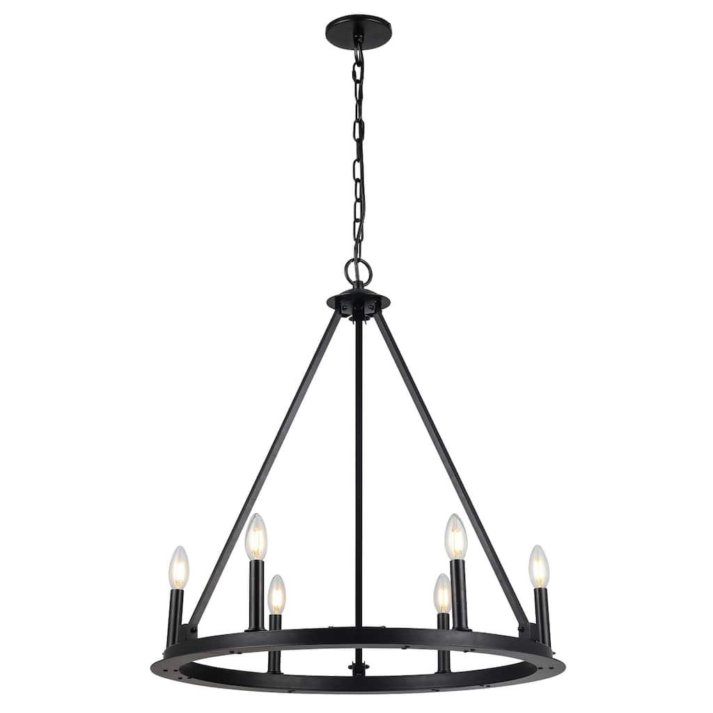 6 Light Chandelier Matte Black Modern Ceiling Light Fixture for Dining Room - 12