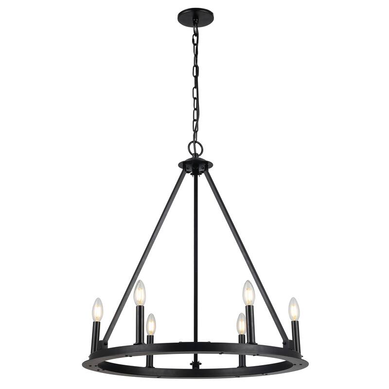 6 Light Chandelier Matte Black Modern Ceiling Light Fixture for Dining Room - 12