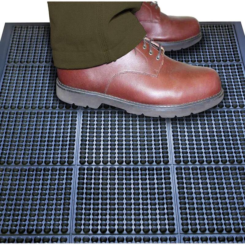 Glossy bubbles top anti-fatigue 100% Rubber Cushion mat