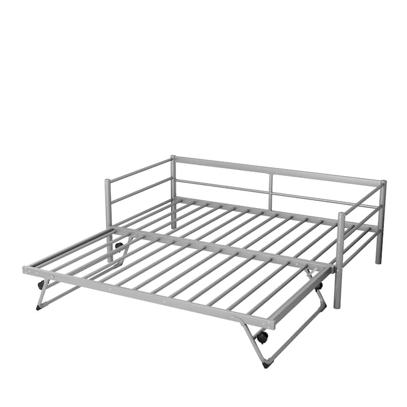 Twin Size Metal Daybed with Pop Up Trundle