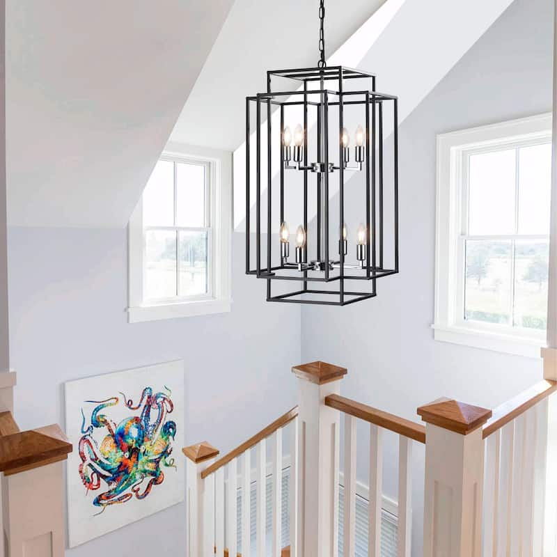 Industrial Farmhouse Hanging Chandelier with 8 Lights