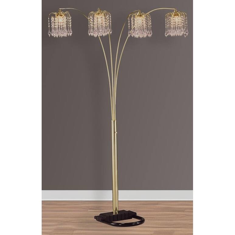 1pc Modern Design Classic Luxury Sleek Multi-head Floor Arc Lamp Half Moon Radiant Crystal-encrusted Sleek Metallic Stems