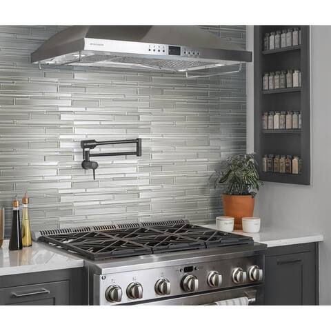 Apollo Tile White 11.8-in x 12.2-in Linear Polished , Matte Glass Mosaic Tile (5.00 Sq ft/case)