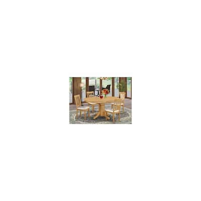HomeStock 5-Pc Natural Oak Finish Solid Wood Top Dining table with 4 Chairs