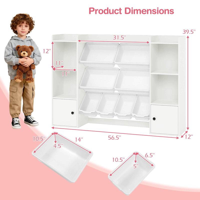 Costway Kids Toy Storage and Bookshelf with 8 Boxes Open Shelves & 2 - See Details