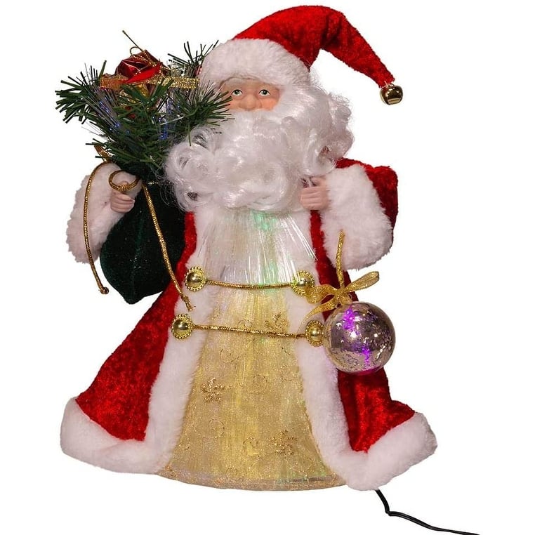 Kurt Adler 12-Inch CUL Fiber Optic LED Santa Treetop - 12"