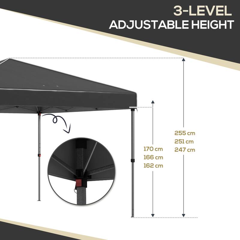 Outsunny 9.7' x 9.7' Pop Up Canopy with Sidewalls, Portable Canopy Tent with 2 Mesh Windows, Reflective Strips