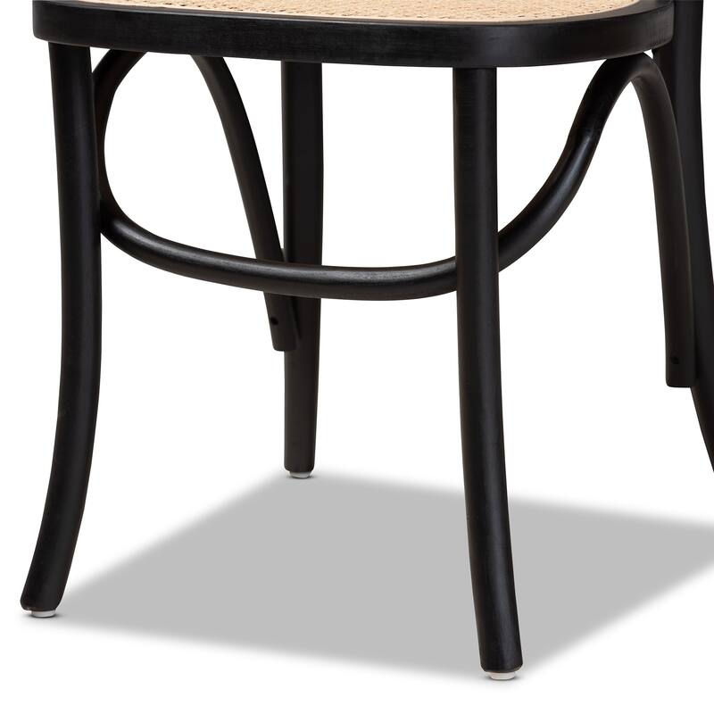 Cambree Mid-Century Modern Woven Rattan and Wood Dining Chair Set(2PC)