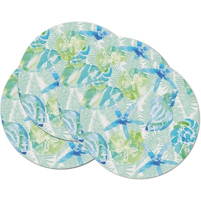 Isla Mona Round Reversible Easy Care Flexible Plastic Placemat 4 Pack Made in The USA