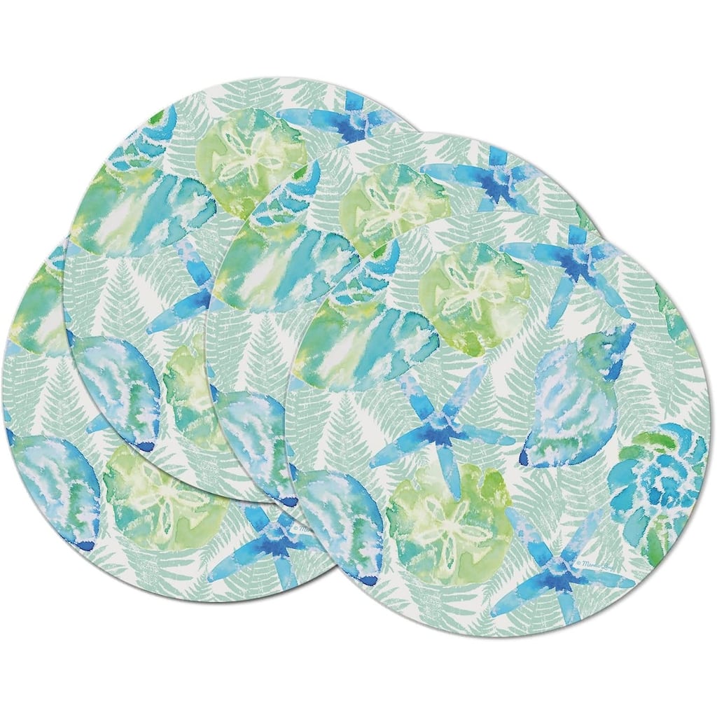 Isla Mona Round Reversible Easy Care Flexible Plastic Placemat 4 Pack Made in The USA