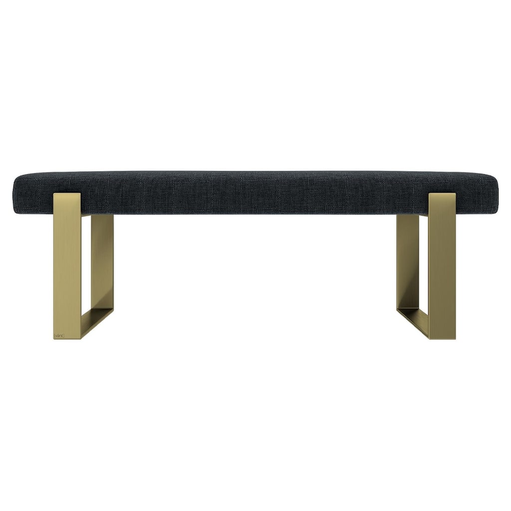 Vant Upholstered Bed Bench - Weave Blue Denim-Burnished Brass