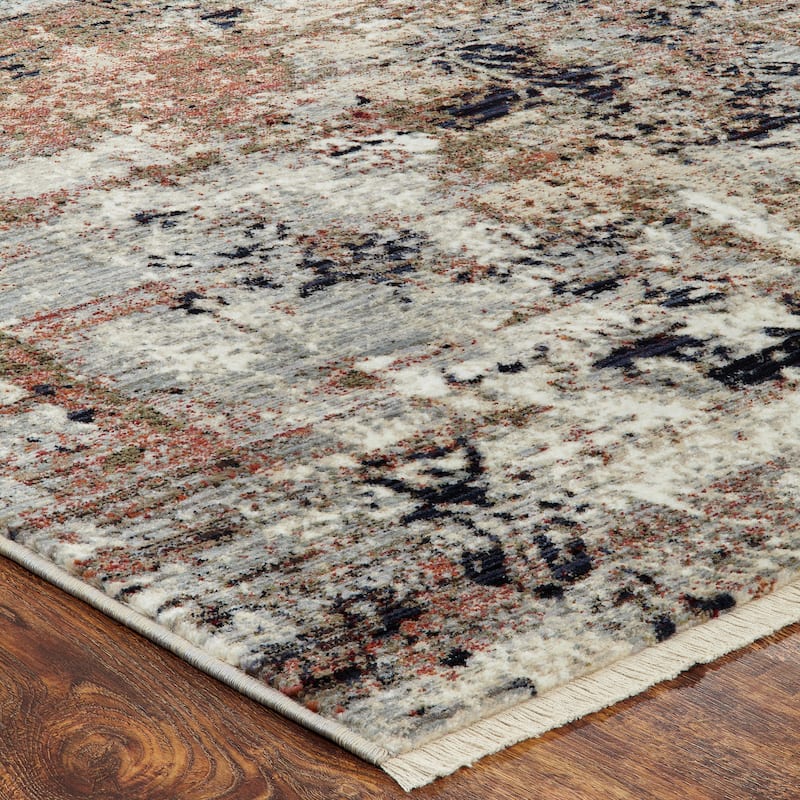 Cool Grey/Spice Abstract Area Rug