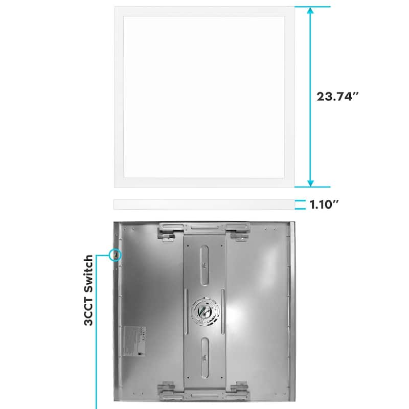 Luxrite 2x2 FT Surface Mount LED Flat Panel Light 3 Color Selectable 4000 Lumens Dimmable Damp Rated UL Listed 2 Pack