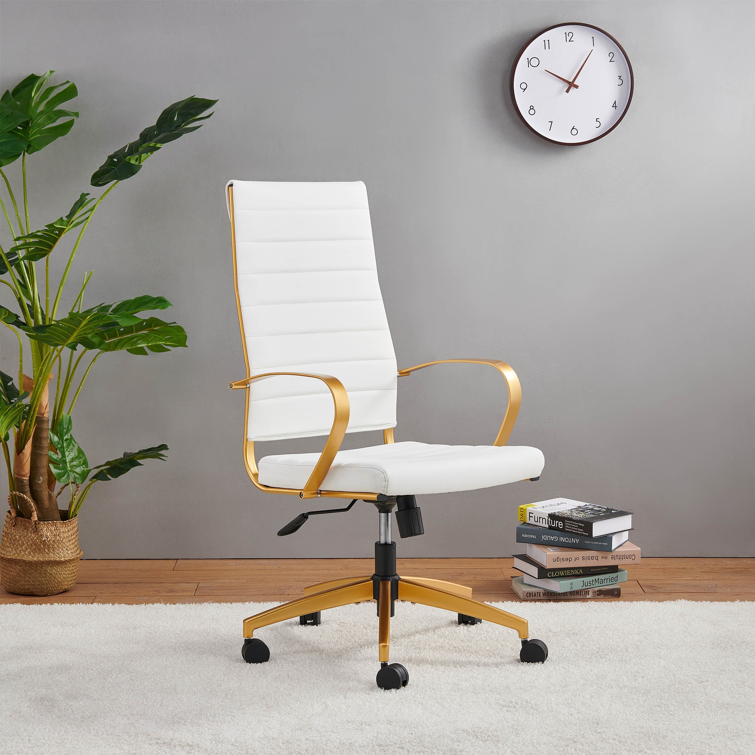 CAROCC Ribbed Computer Office Chair Adjustable Swivel High Back Desk Chair