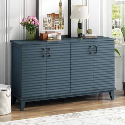 Sideboard with 4 Door Large Storage Buffet with Adjustable Shelves and Metal Handles for Kitchen, Living Room, Dining Room