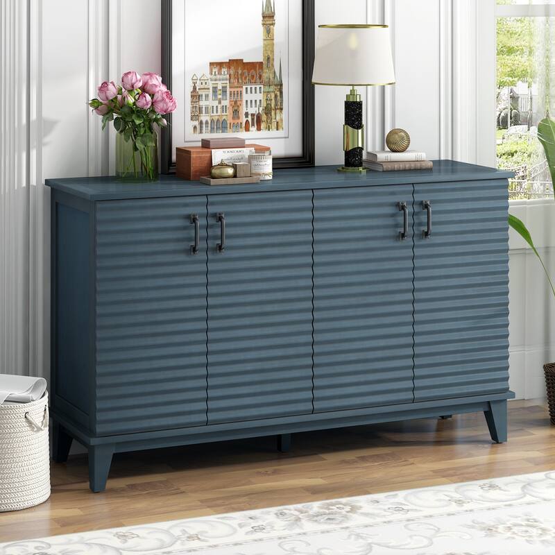 Sideboard with 4 Door Large Storage Buffet with Adjustable Shelves and Metal Handles for Kitchen