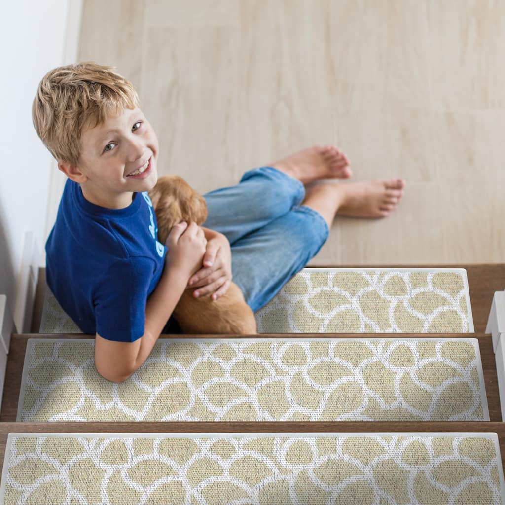 SussexHome Stone Design 9" X 28" Stair Treads - 70% Cotton Anti-Slip Carpet Strips for Indoor Stairs-with Double Adhesive Tape