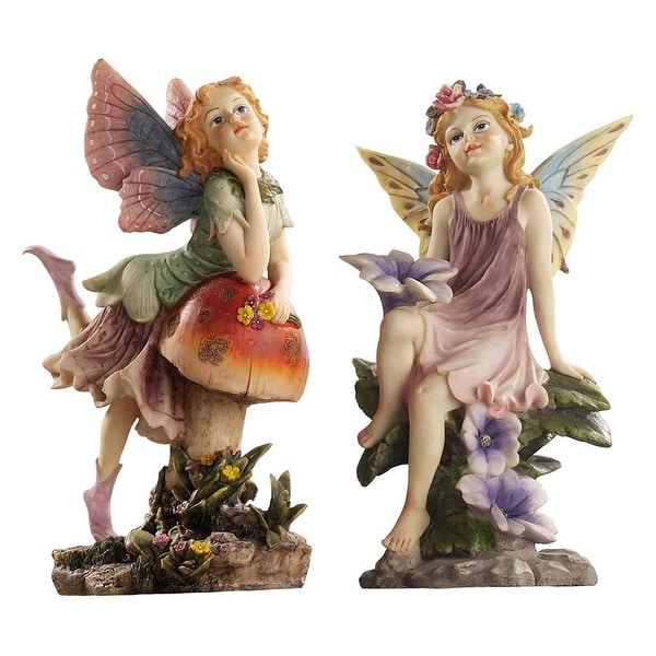 Design Toscano The Fairy Dust Twins Garden Collection: Mushroom & Flower