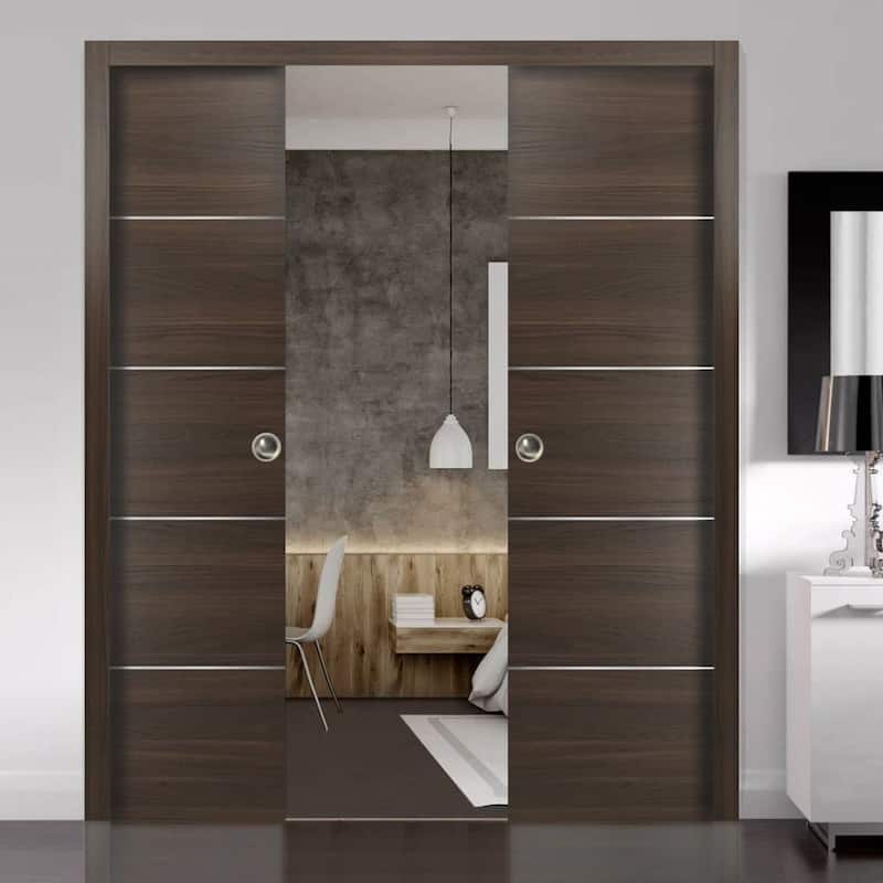 Double Pocket Sliding Brown Doors Strips / Planum 0020 Chocolate Ash