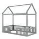 preview thumbnail 30 of 33, Wood House Bed with Fence and Door
