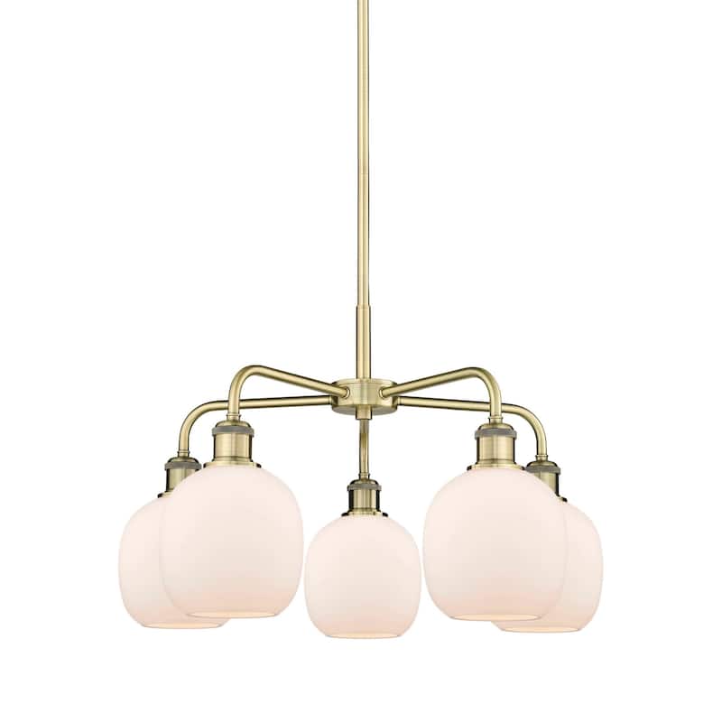 Innovations Lighting 516-5CR-15-24 Belfast Chandelier Belfast 5 Light - Antique Brass / Matte White