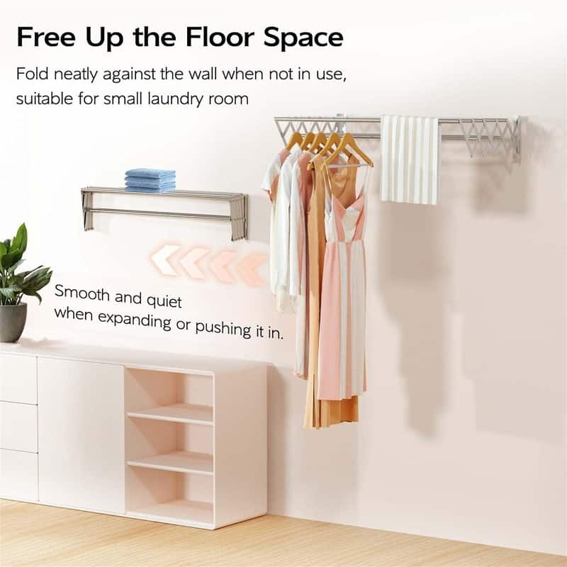 Wall Mounted Clothes Drying Rack - 17"D x 5.5"W x 2"H