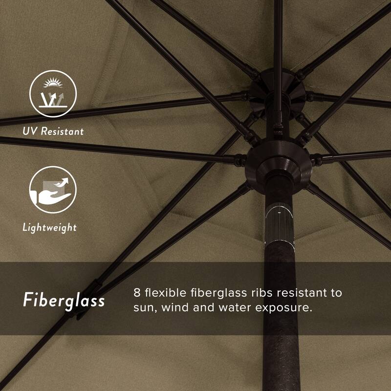 California Umbrella 9' Rd Patio Umbrella Bronze Aluminum Frame Fiberglass Ribs Crank Lift Collar Tilt Sunbrella