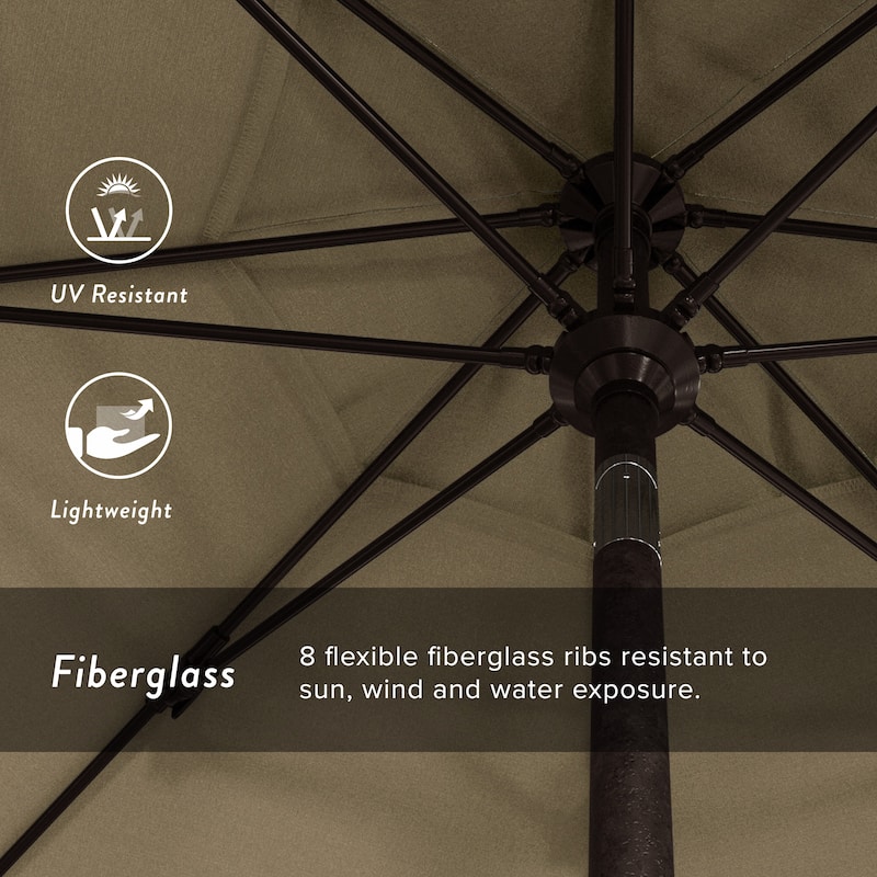 Okaloosa 9' Rd.Crank Lift Tilting, Aluminum Pole Fiberglass Rib Patio Umbrella Sunbrella Fabric by Havenside Home