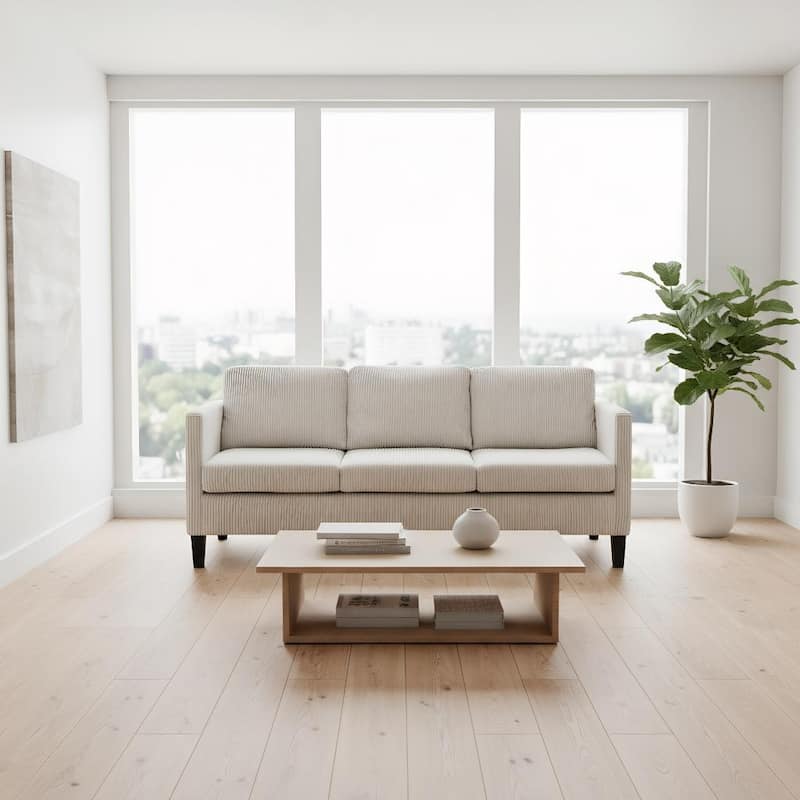 4 Seat Velvet L-Shaped Sofa with Chaise and Padded Corduroy Multi-functional Modern Sectional Couch - 88.18 in.L x 31.5 in.H